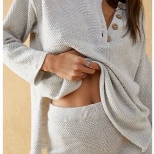 Free People Beach Hailee Sweater/ PantSet Ivory Size Small Oversized Loungewear